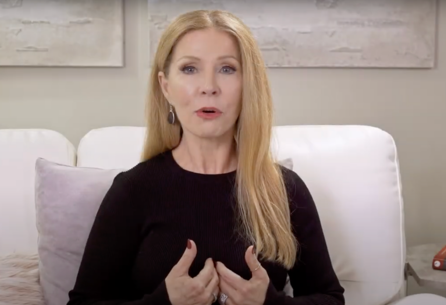 screenshot from a video of Lina in a black shirt talking about key points from her book The Sugar Queen